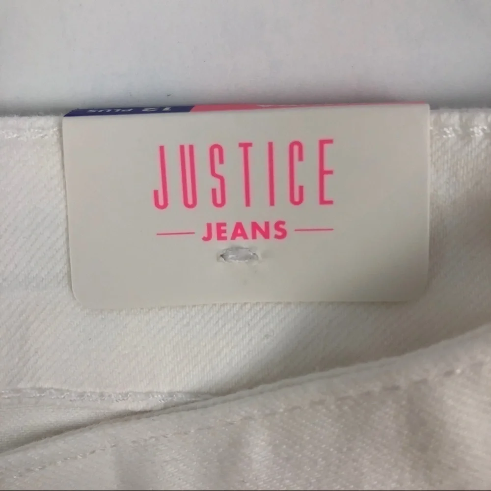 NWT JUSTICE Girl’s Bermuda White Shorts Sz 12 Plus Ripped/Torn Frayed Hem